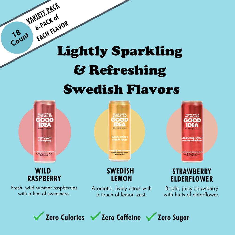 Good Idea Sparkling Water Swedish Lemon glass shows crisp citrus