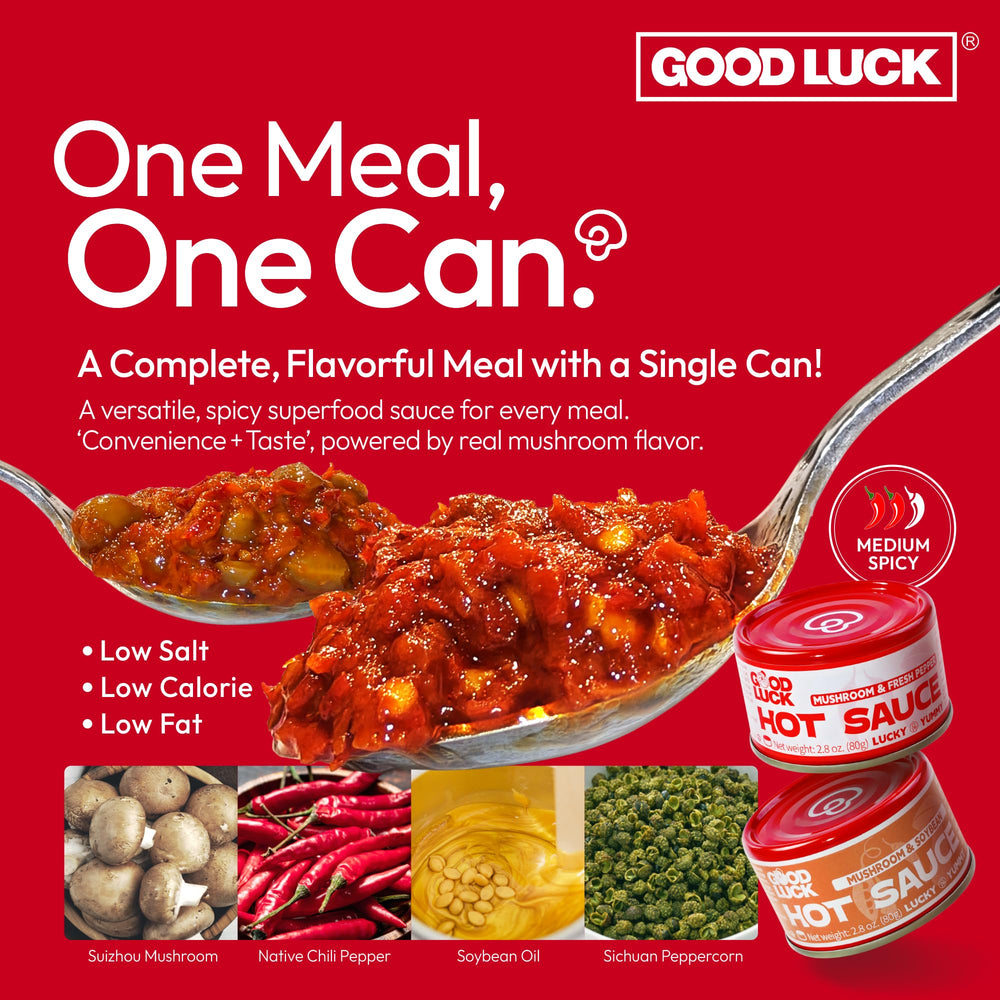 GOOD LUCK Mushroom Hot Sauce pour captures glossy oil for stir-fries