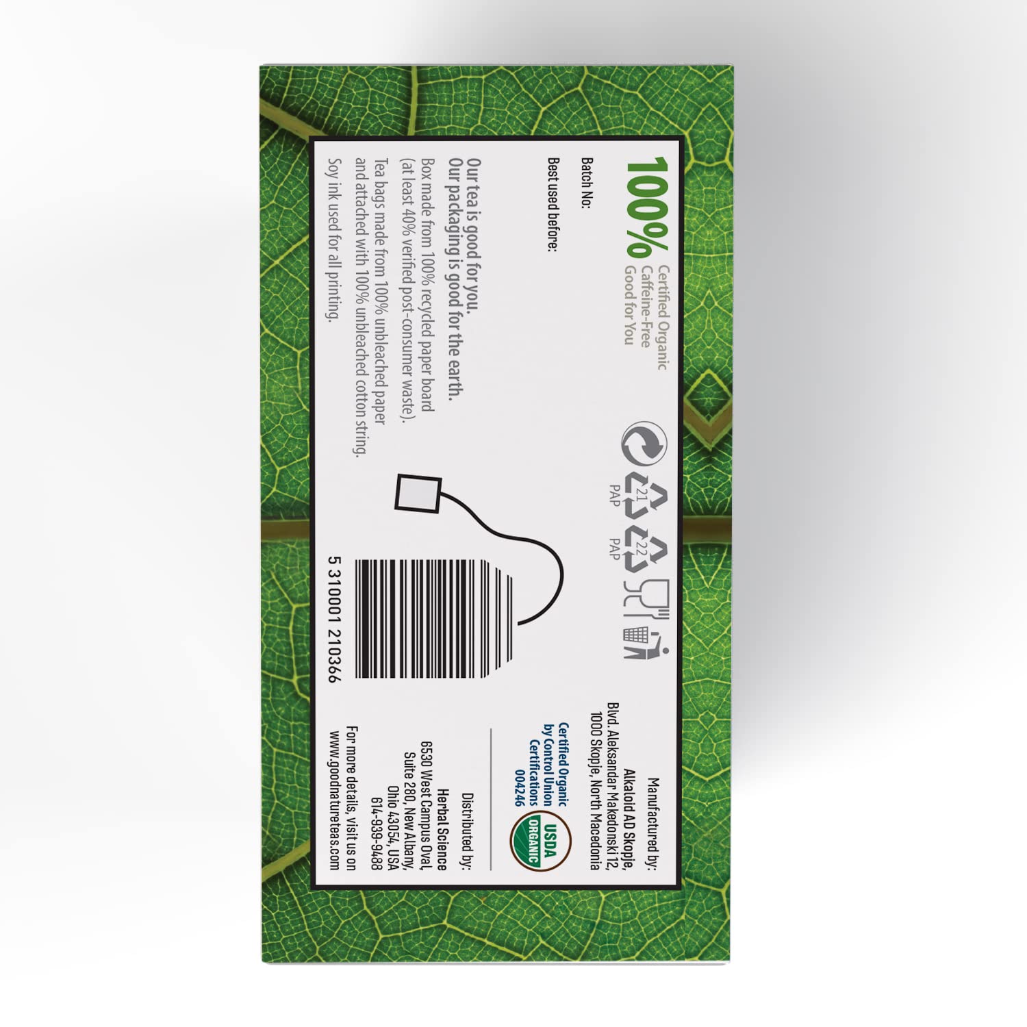 Good Nature nettle leaves used as the tea ingredient.