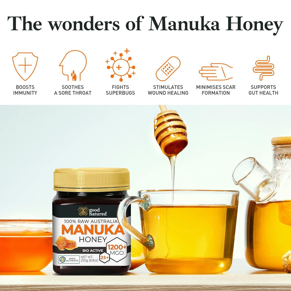 Good Natured Manuka Honey BPA-free packaging in 8.8 oz jar