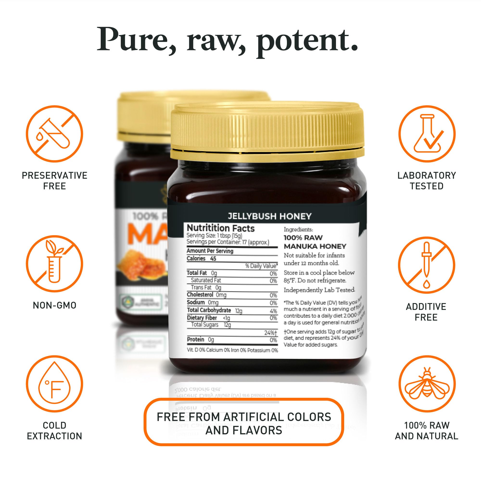 Pouring Good Natured Manuka Honey with amber stream for daily flavor