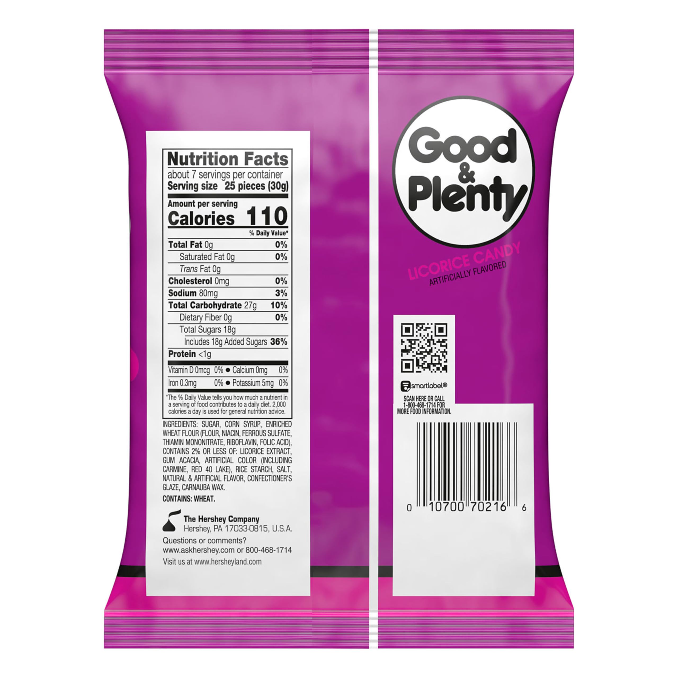 Close-up of pink and white candy coatings on Good & Plenty licorice