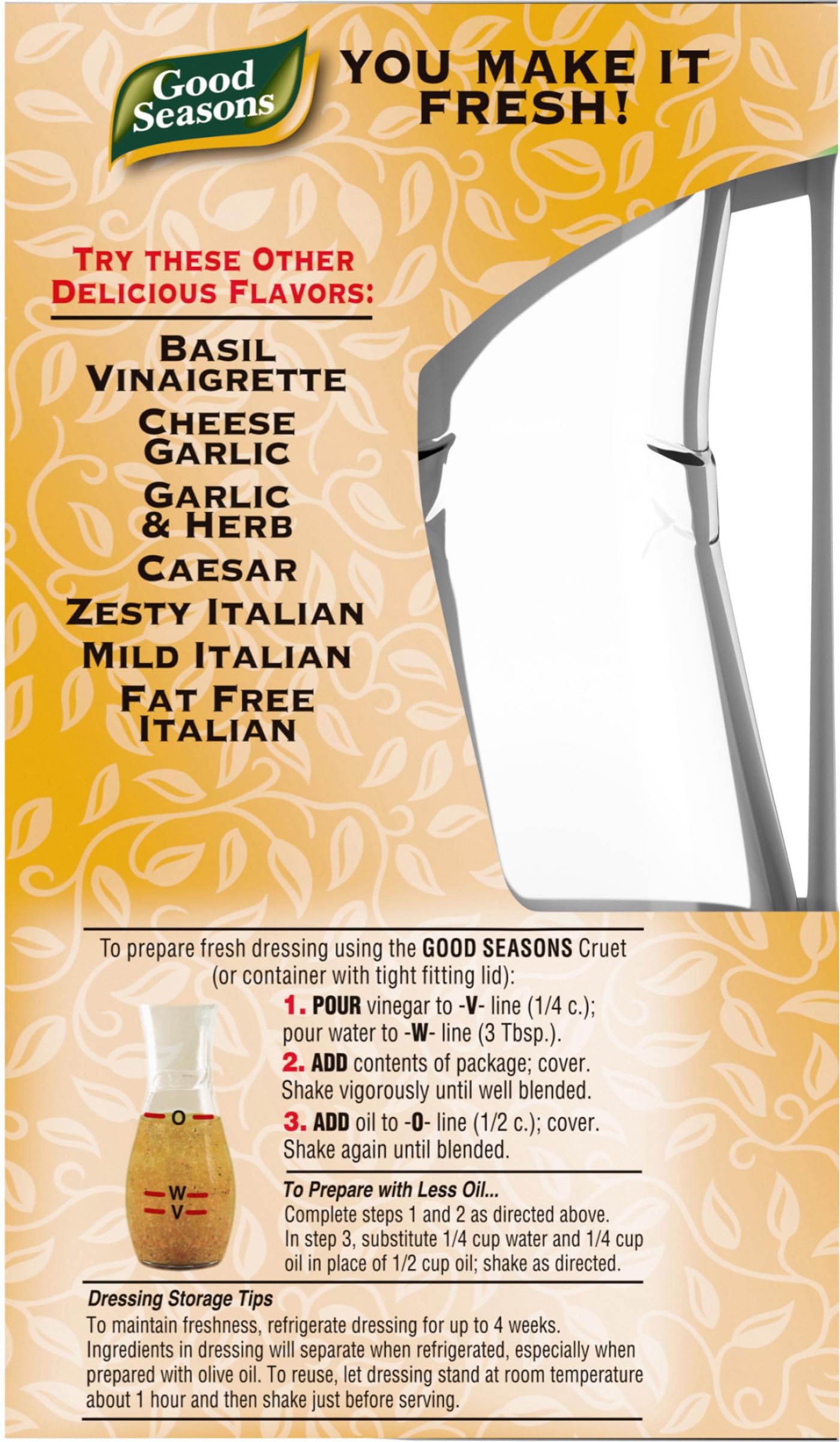 Good Seasons brand packaging promotes easy use and organized pantry.