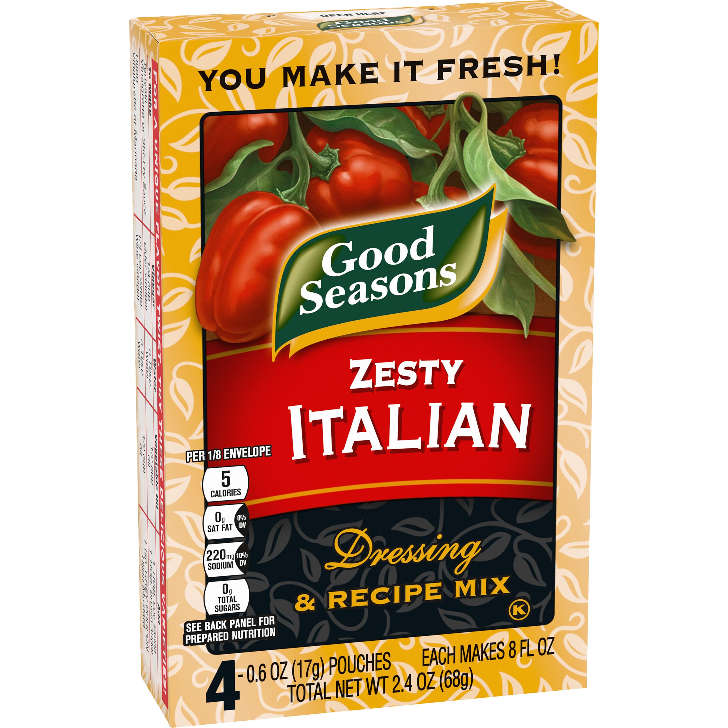 Good Seasons Zesty Italian box with four packets.