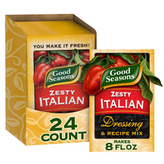 Good Seasons dressing packets ready to mix for quick, flavorful salads.