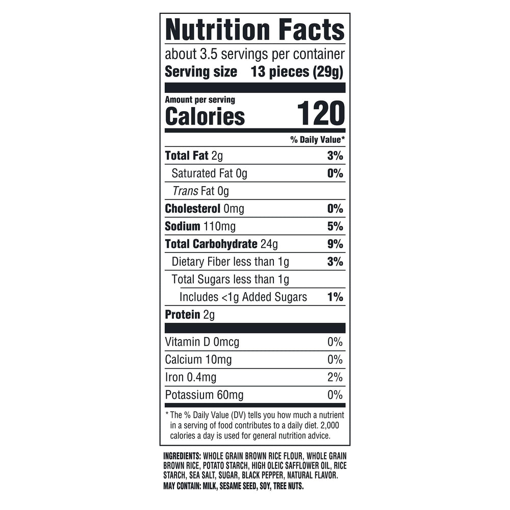 Good Thins gluten-free crackers baked to crispy perfection for light munching.