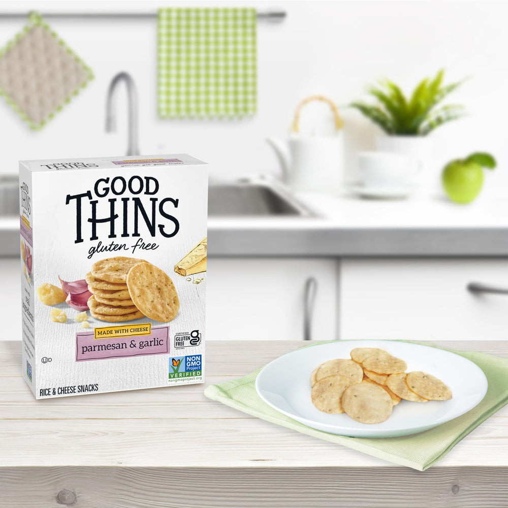 GOOD THINS serving idea with cheese dip for easy party snacks