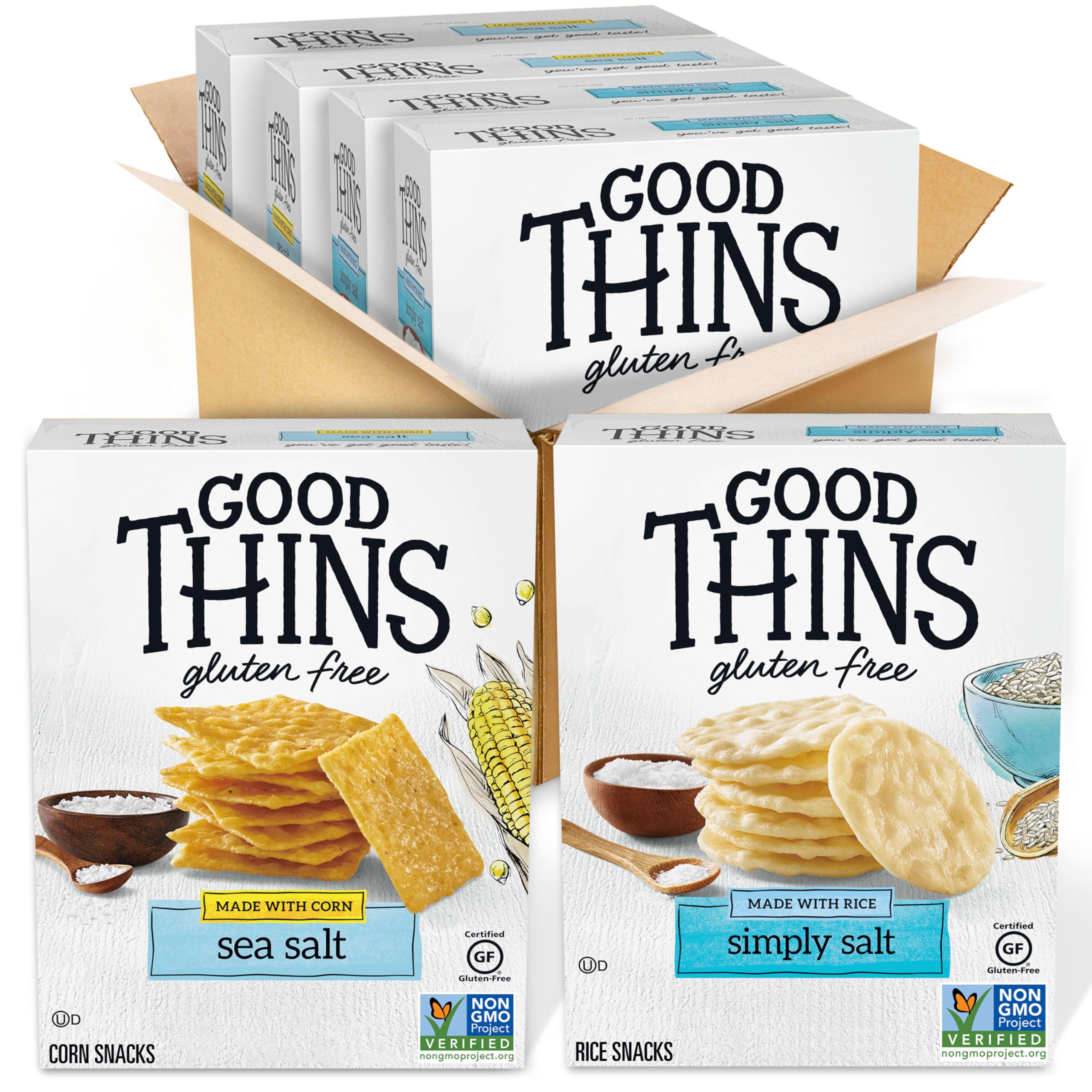Good Thins Simply Salt Rice Crackers, crisp snack for anytime craving