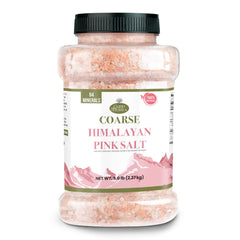 Good Tierra Himalayan Pink Salt jar with coarse crystals for grinder use and seasoning.