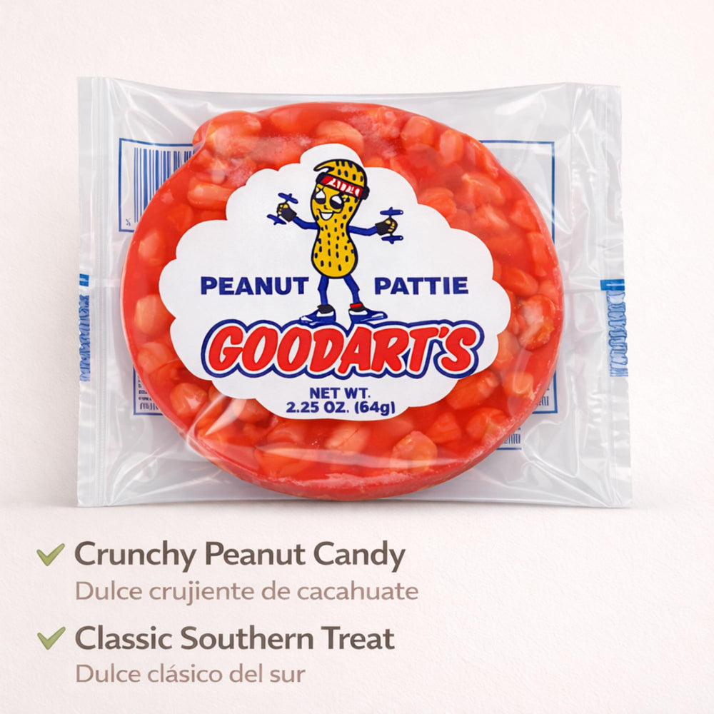 Closeup of Goodart's Peanut Pattie crunch and texture.