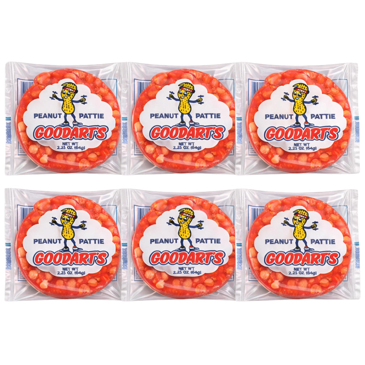 Goodart's Salted Nut Roll 6-pack packaging, ideal for on-the-go snacking.