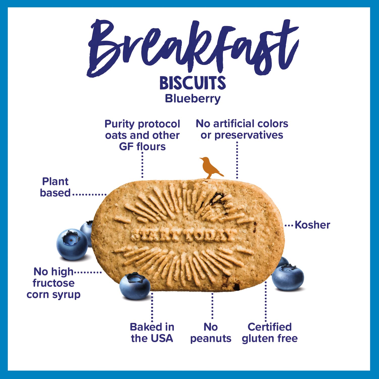 Goodie Girl Blueberry Breakfast Biscuit ingredients highlight gluten-free, plant-based formula.