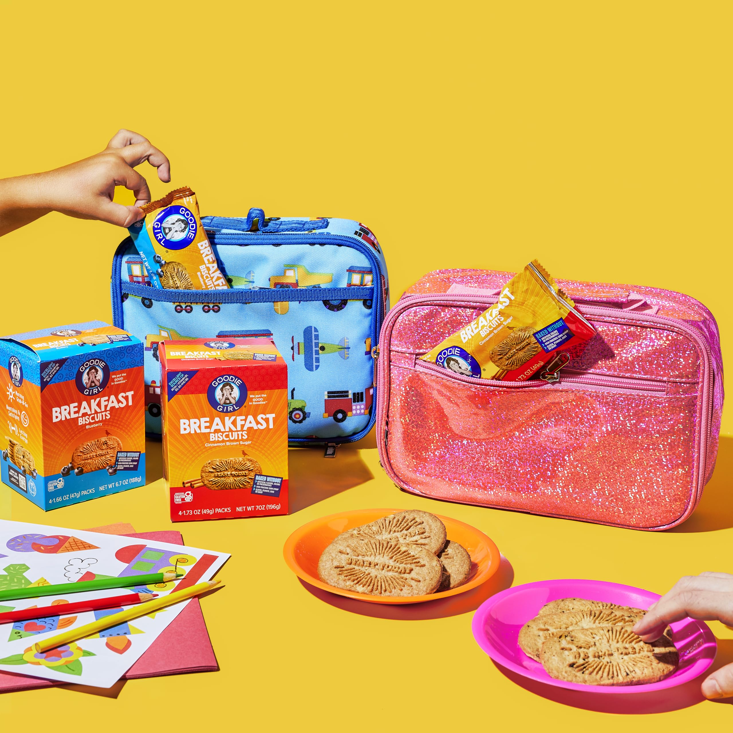 Goodie Girl Blueberry Breakfast Biscuit kosher-certified label for inclusive dietary needs.