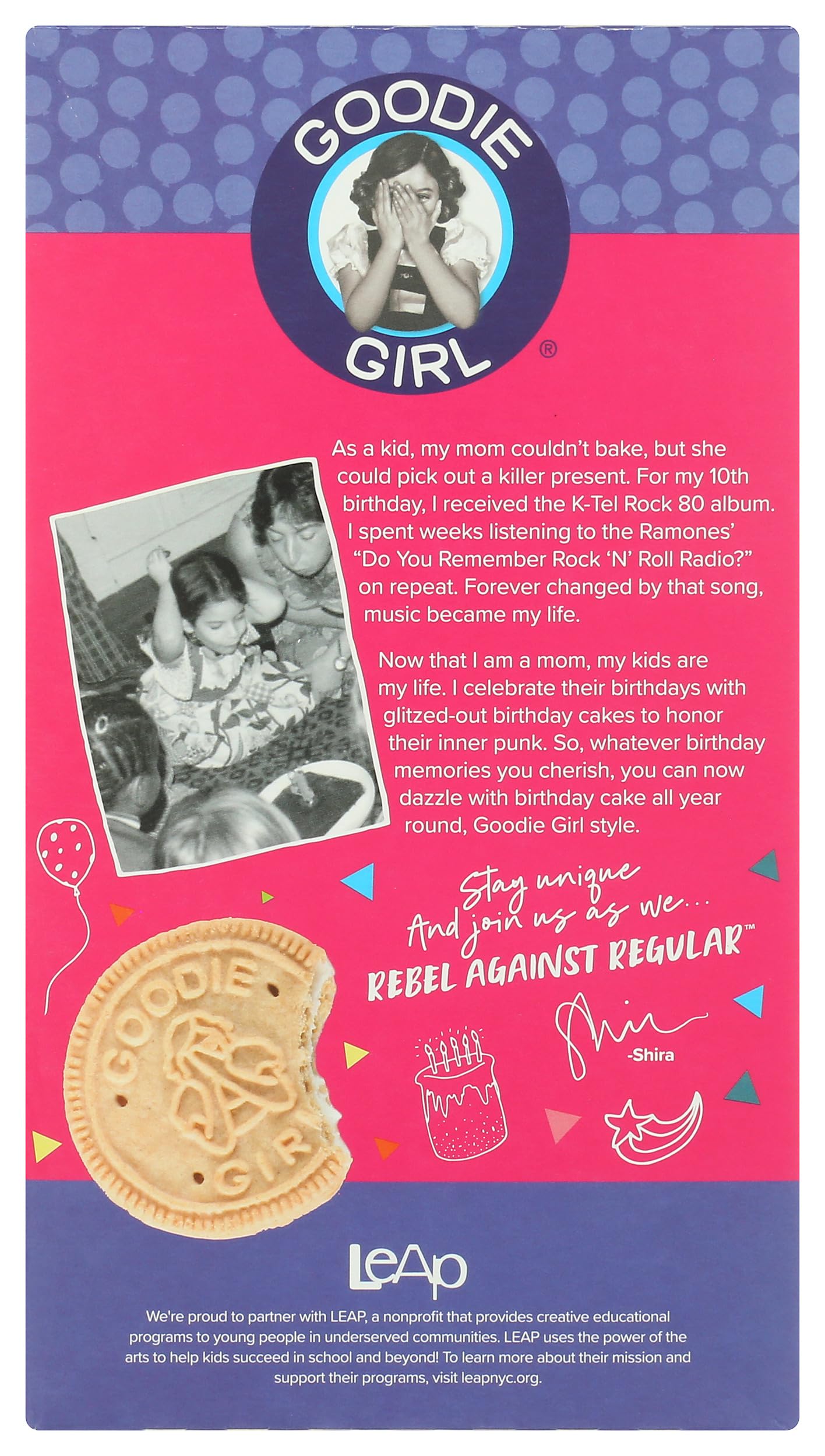 Goodie Girl Cookies Cookie Creme Birthday Cake sprinkles close-up conveys celebratory mood