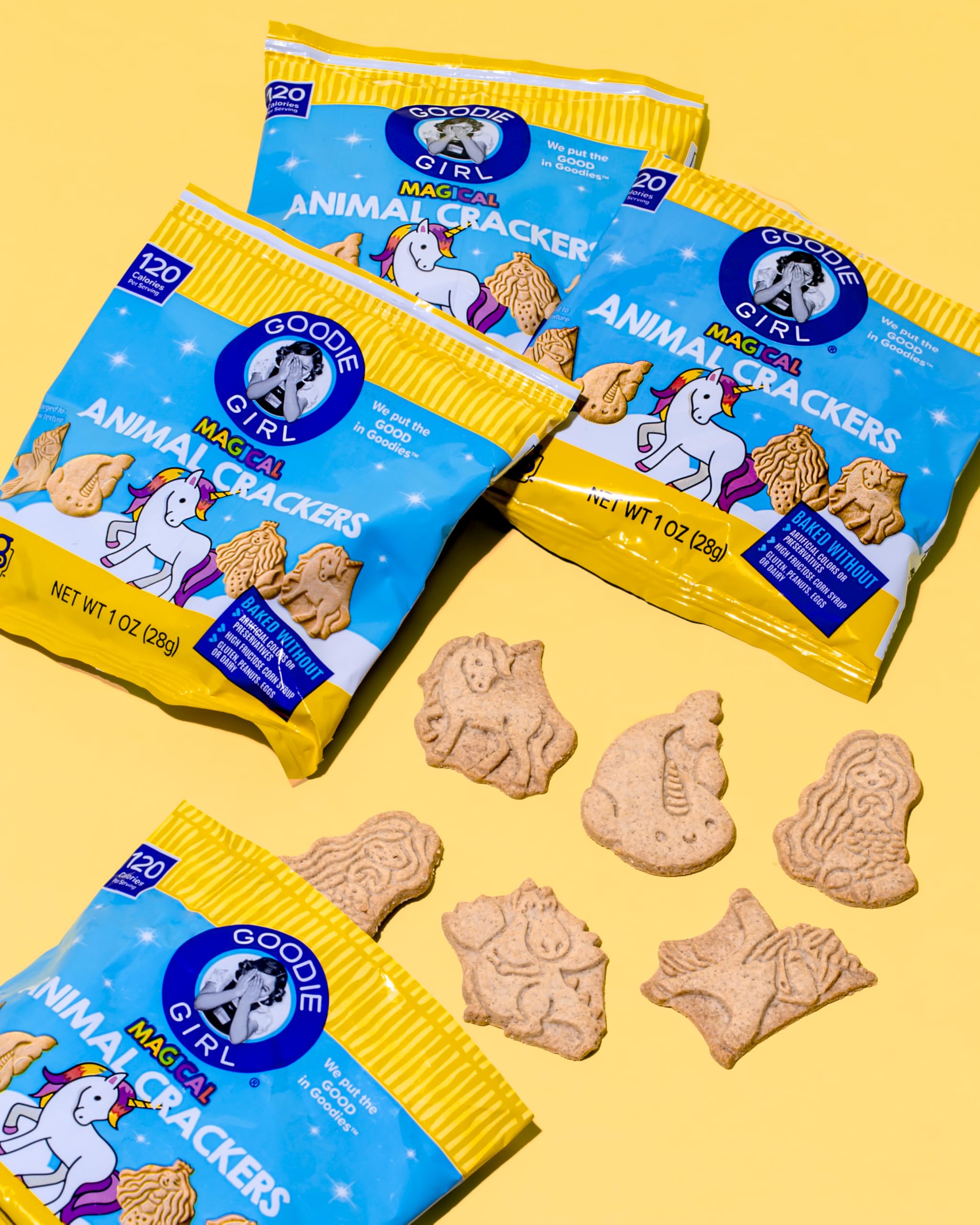 Egg-free icon on Goodie Girl crackers indicates a dairy-free and egg-free snack option.