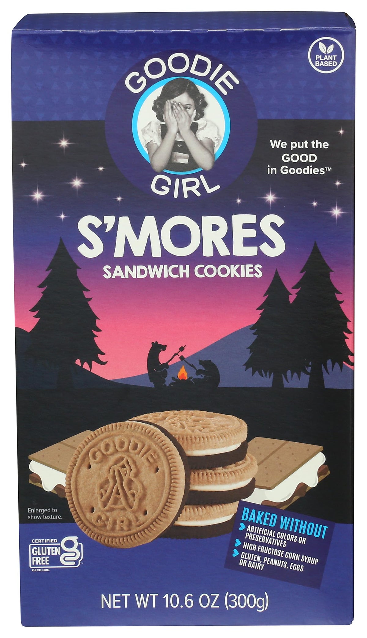Goodie Girl S'mores Sandwich Cookies pack—grab-and-go snack for quick cravings.