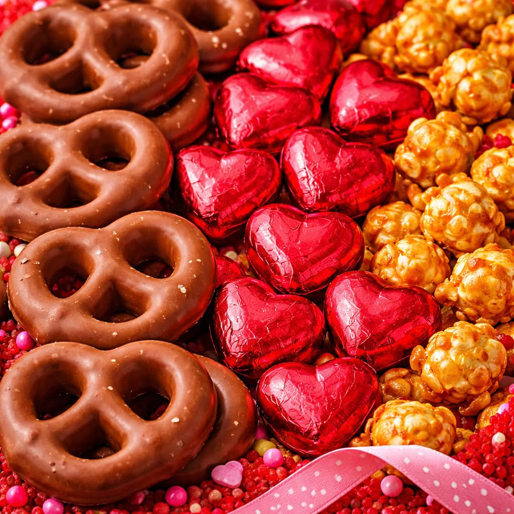Goodland Farms Valentine dark chocolate drops—rich bites for a cozy dessert moment.