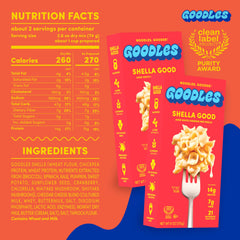 Goodles Shella Good prepared bowl reveals creamy cheddar shells, ideal for weeknight dinners