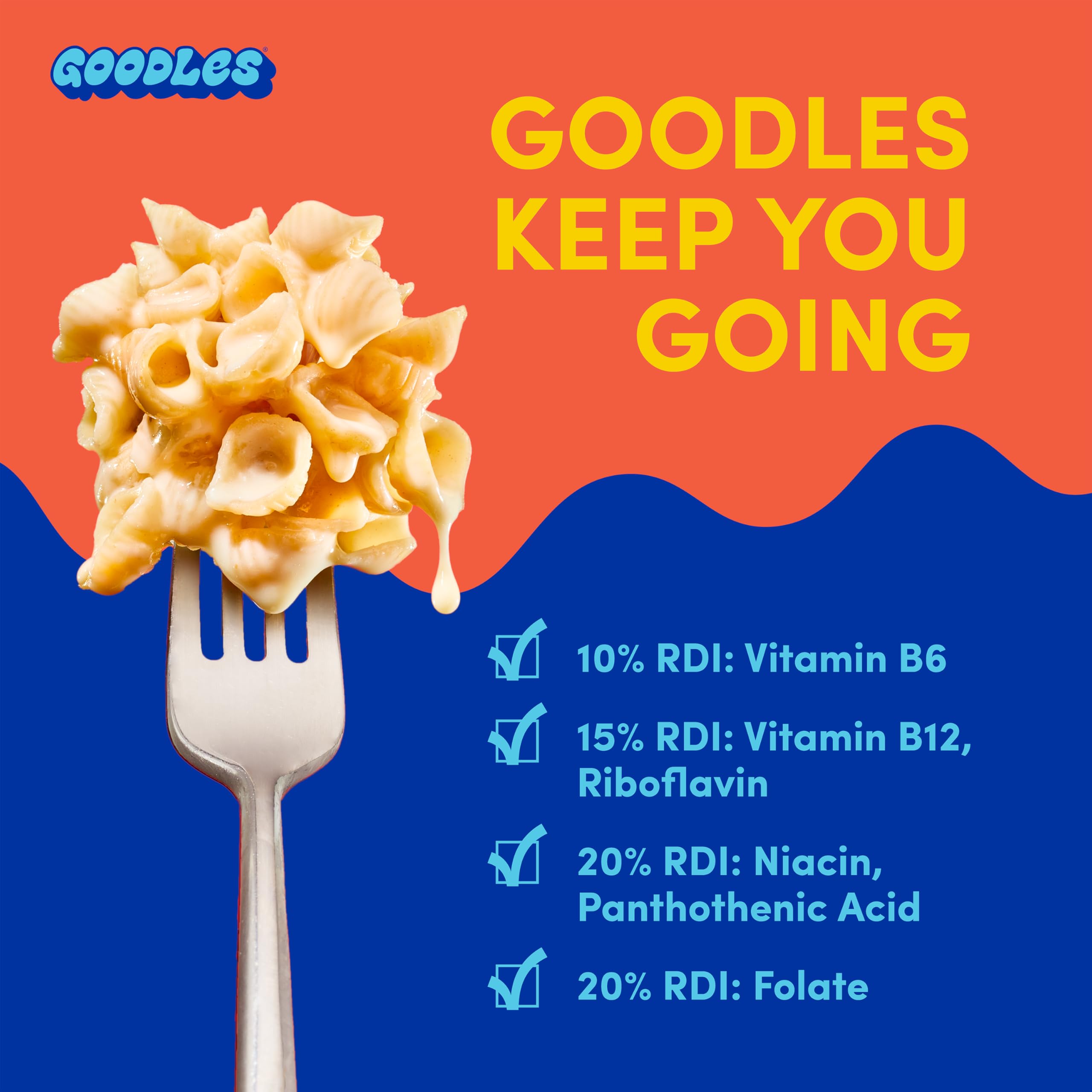 Goodles Shella Good shells feature aged white cheddar flavor in every bite
