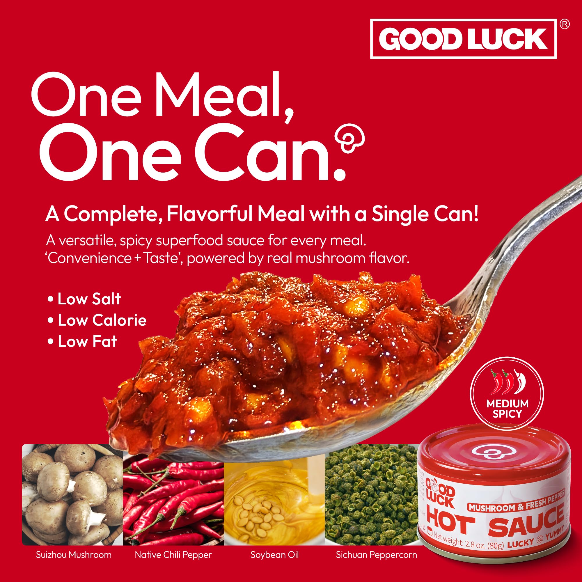 GOOD LUCK Spicy Chili Oil pouring adds heat to stir-fries.