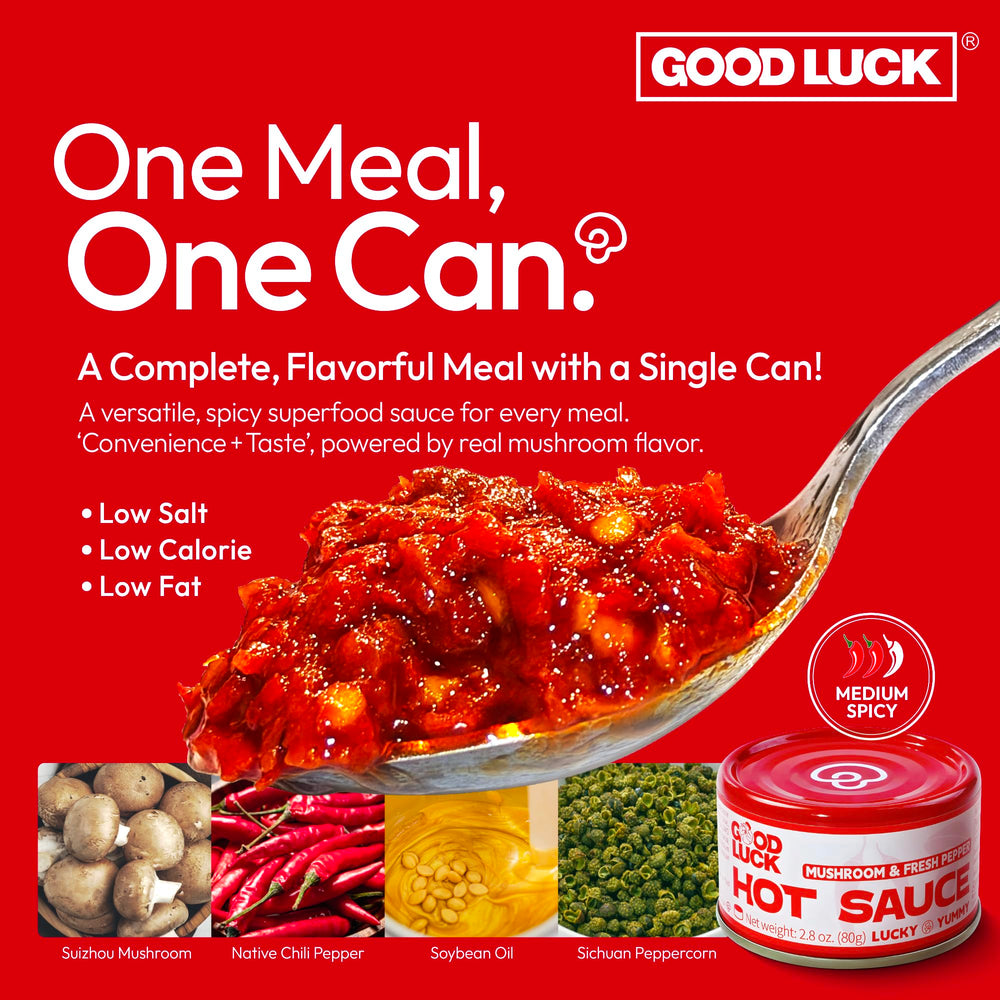GOOD LUCK Spicy Chili Oil pouring adds heat to stir-fries.