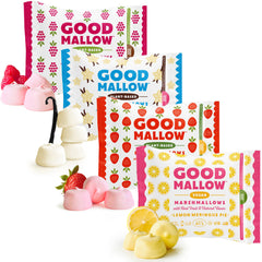 GoodMallow vanilla marshmallows pack open for cozy snacking.