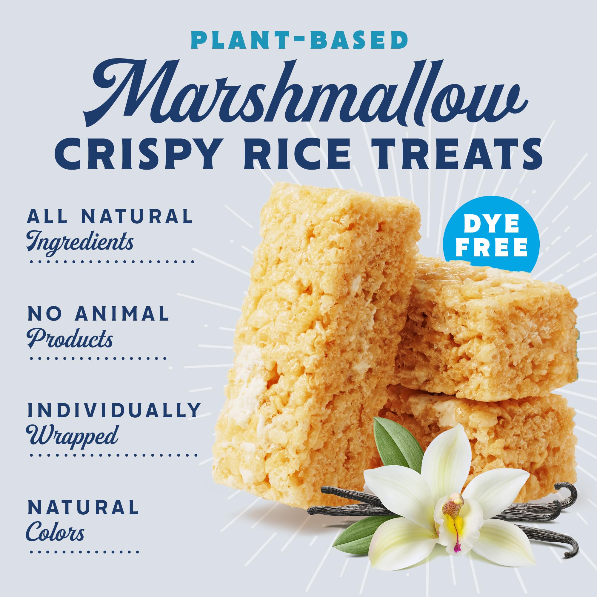 GoodMallow vegan marshmallow treats highlight plant-based indulgence in a snack.