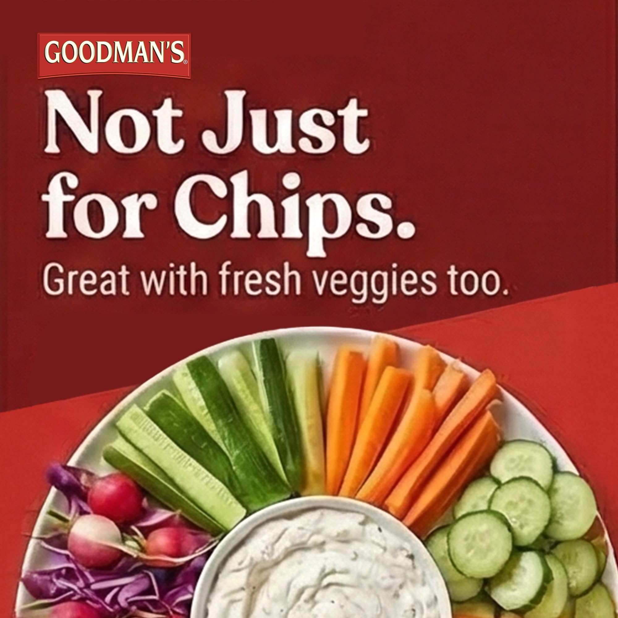 Goodman's Onion Soup Dip Mix dip served with chips for flavor