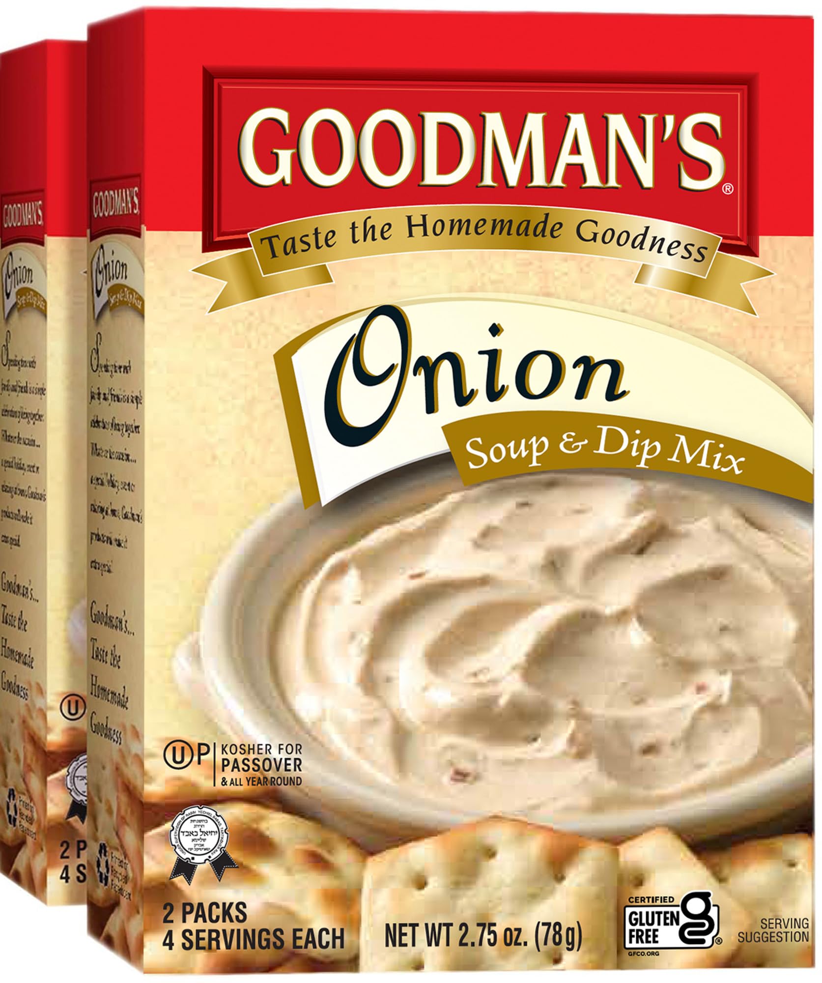 Goodman's Onion Soup Dip Mix boxed set on a shelf for quick weeknight flavor