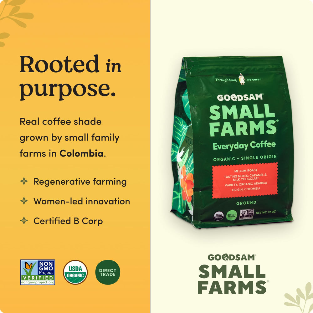 Goodsam espresso-friendly ground coffee for rich milk-based drinks.