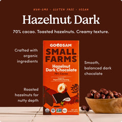 Goodsam hazelnut dark chocolate bar 3-pack display, convenient store-ready snack