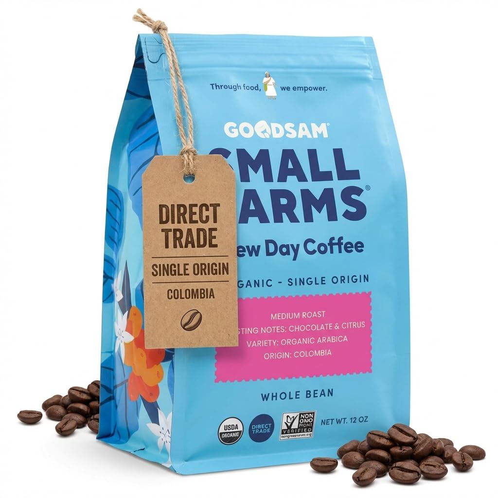 Goodsam New Day bag front shows branding and eco packaging for daily coffee rituals