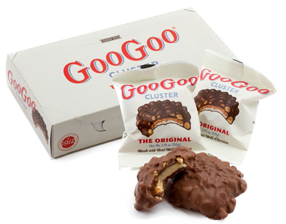 GooGoo Clusters Original 12-count box, classic snack for sharing and snacking.
