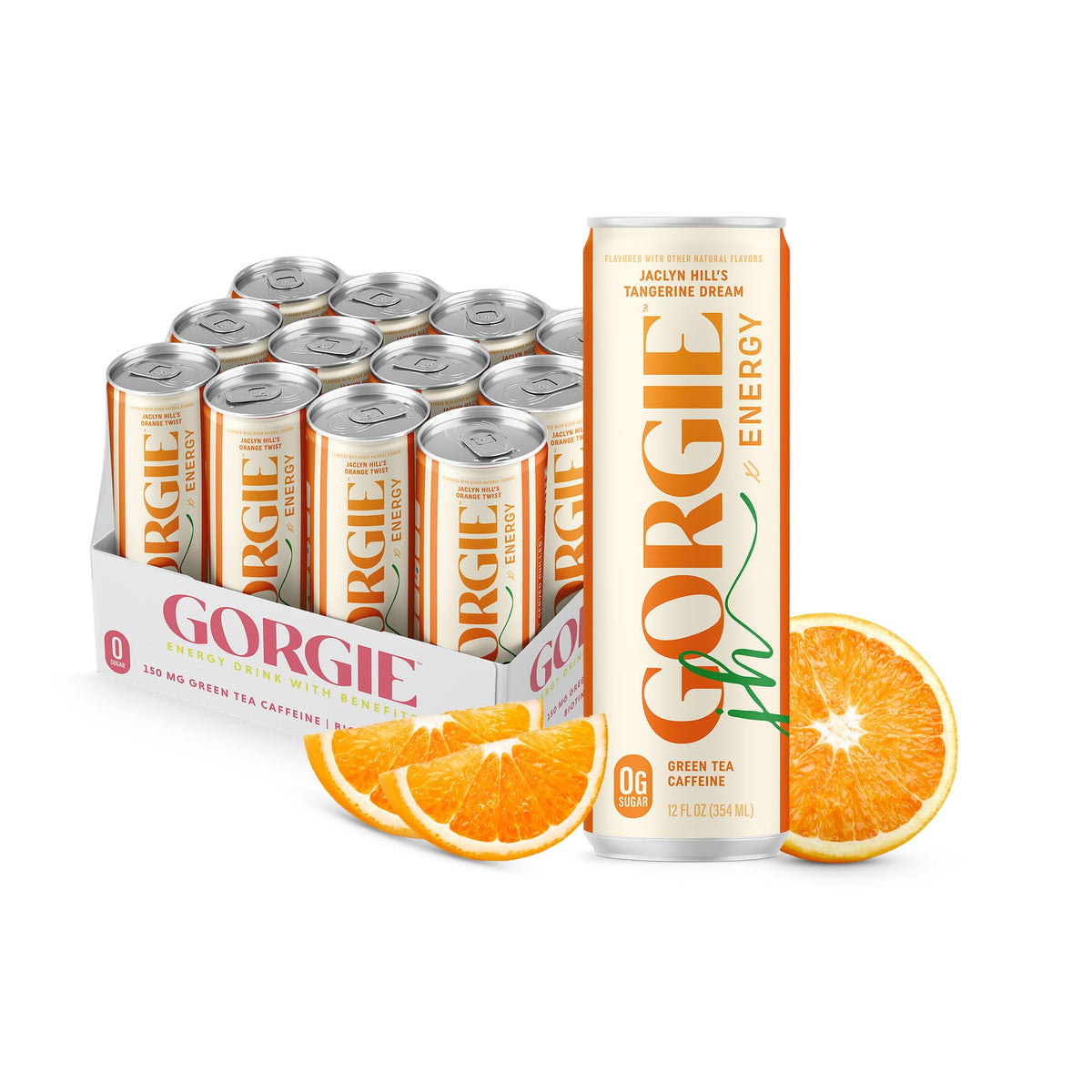 GORGIE Orange Twist bottle front shows sugar-free energy with natural citrus flavor.