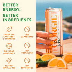 GORGIE Orange Twist pack 12 highlights convenient single-serving cans.