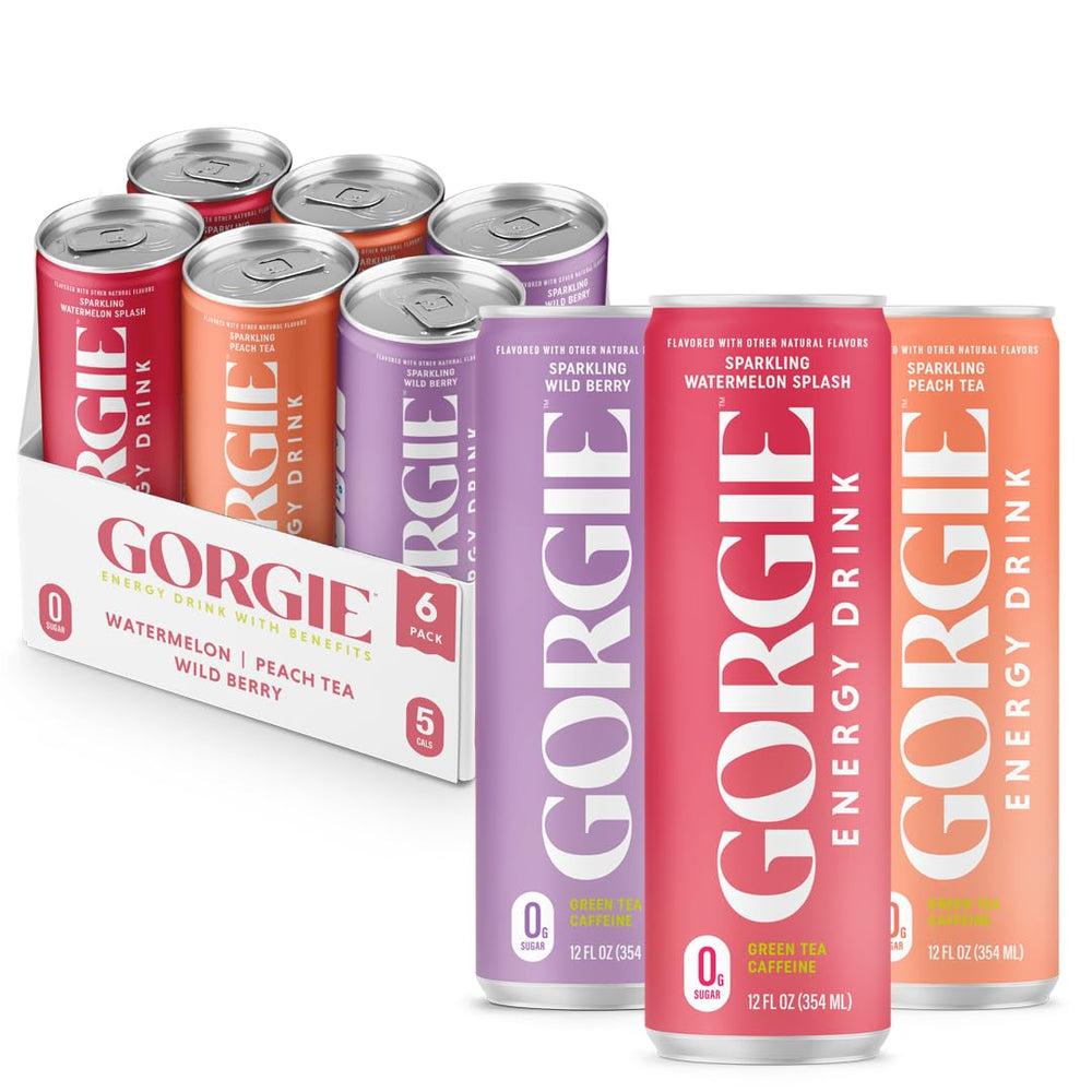 GORGIE sugar free energy original six-pack cans ready for a busy day