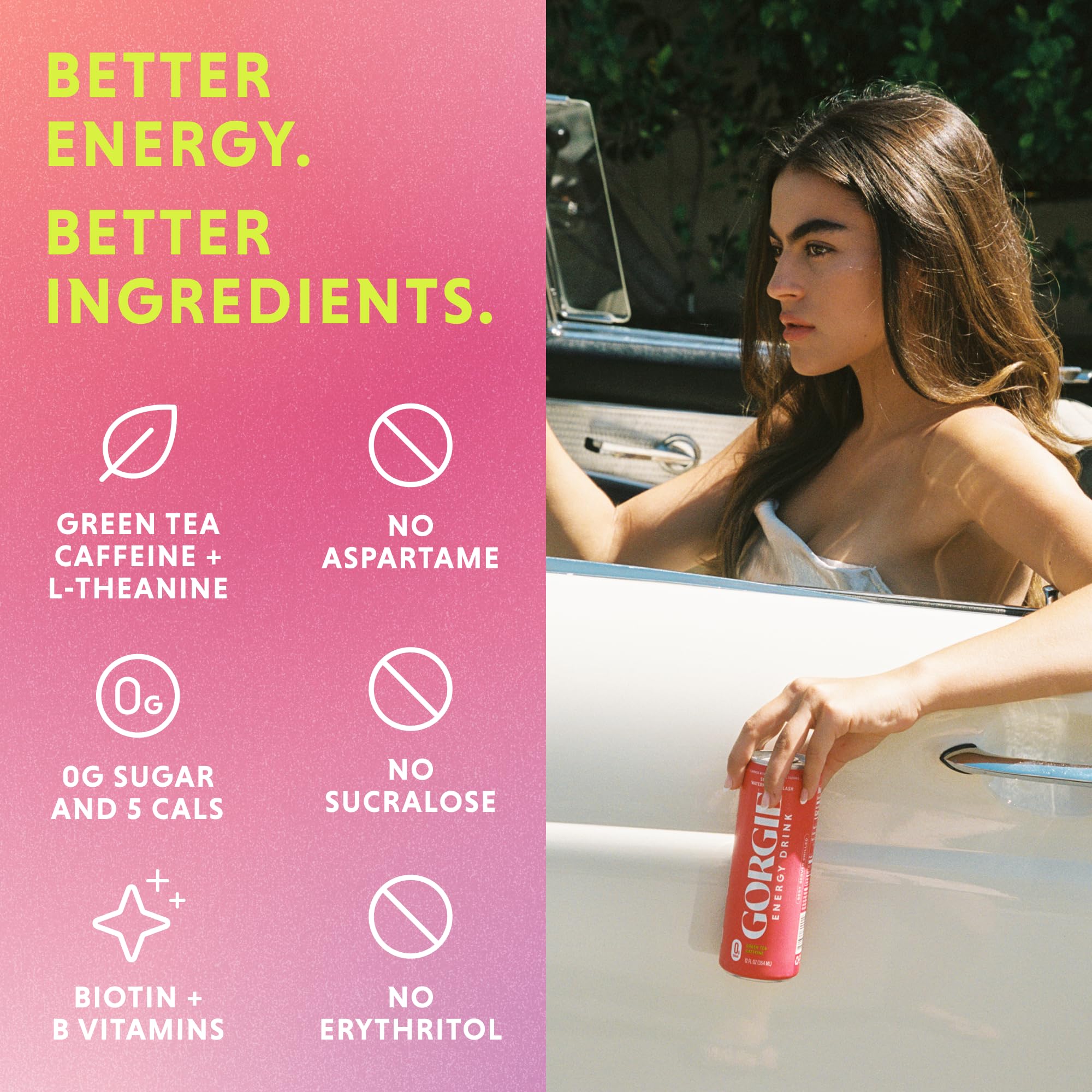 GORGIE zero-sugar morning boost with five calories per can.