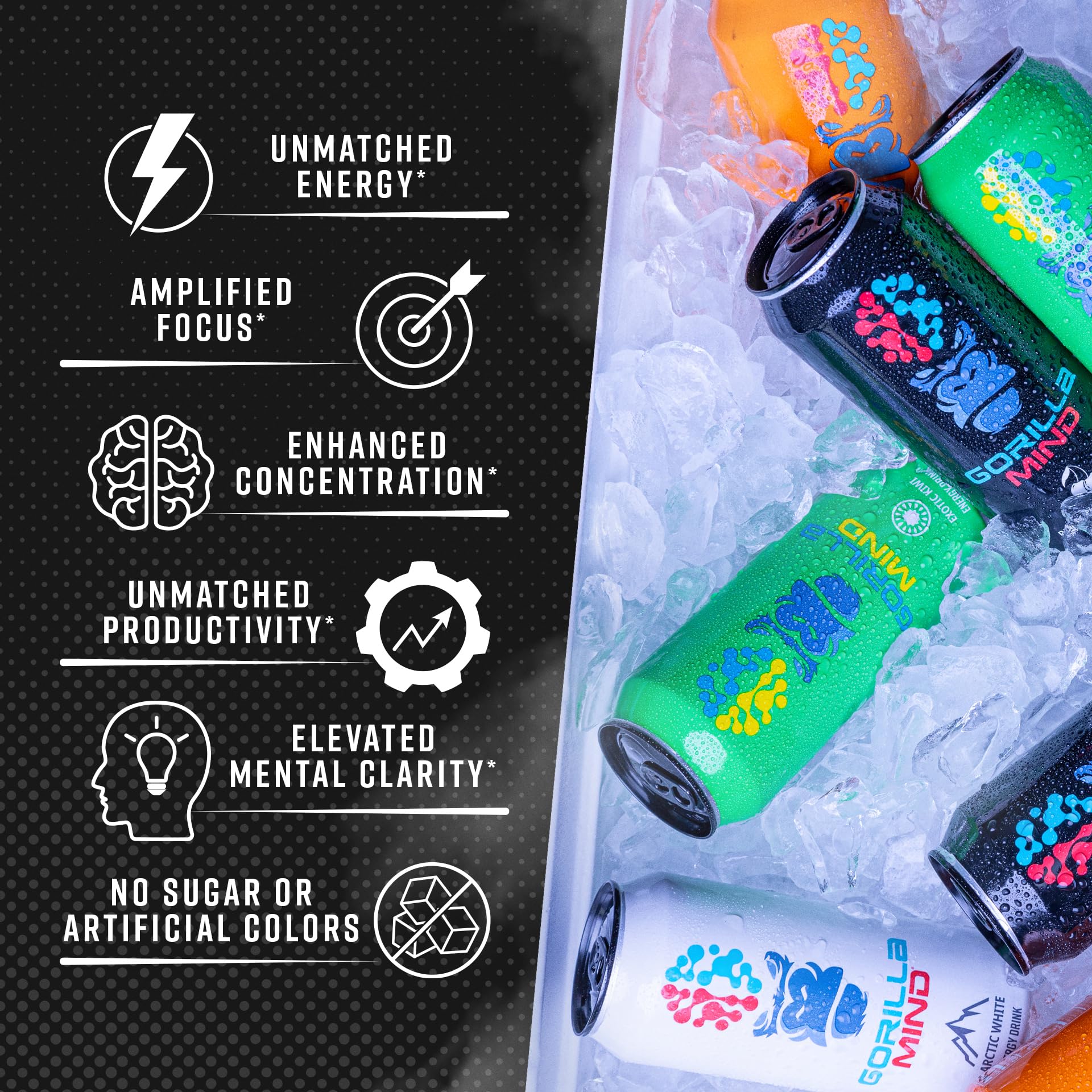 Gorilla Mind Energy Drink 12-pack box for convenient on-the-go energy.