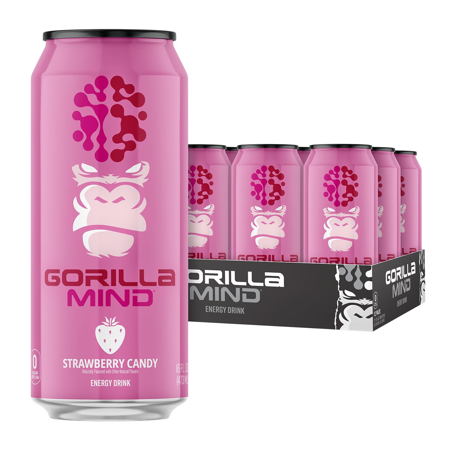 Gorilla Mind Energy Drink can front view showing bold focus and clean energy.