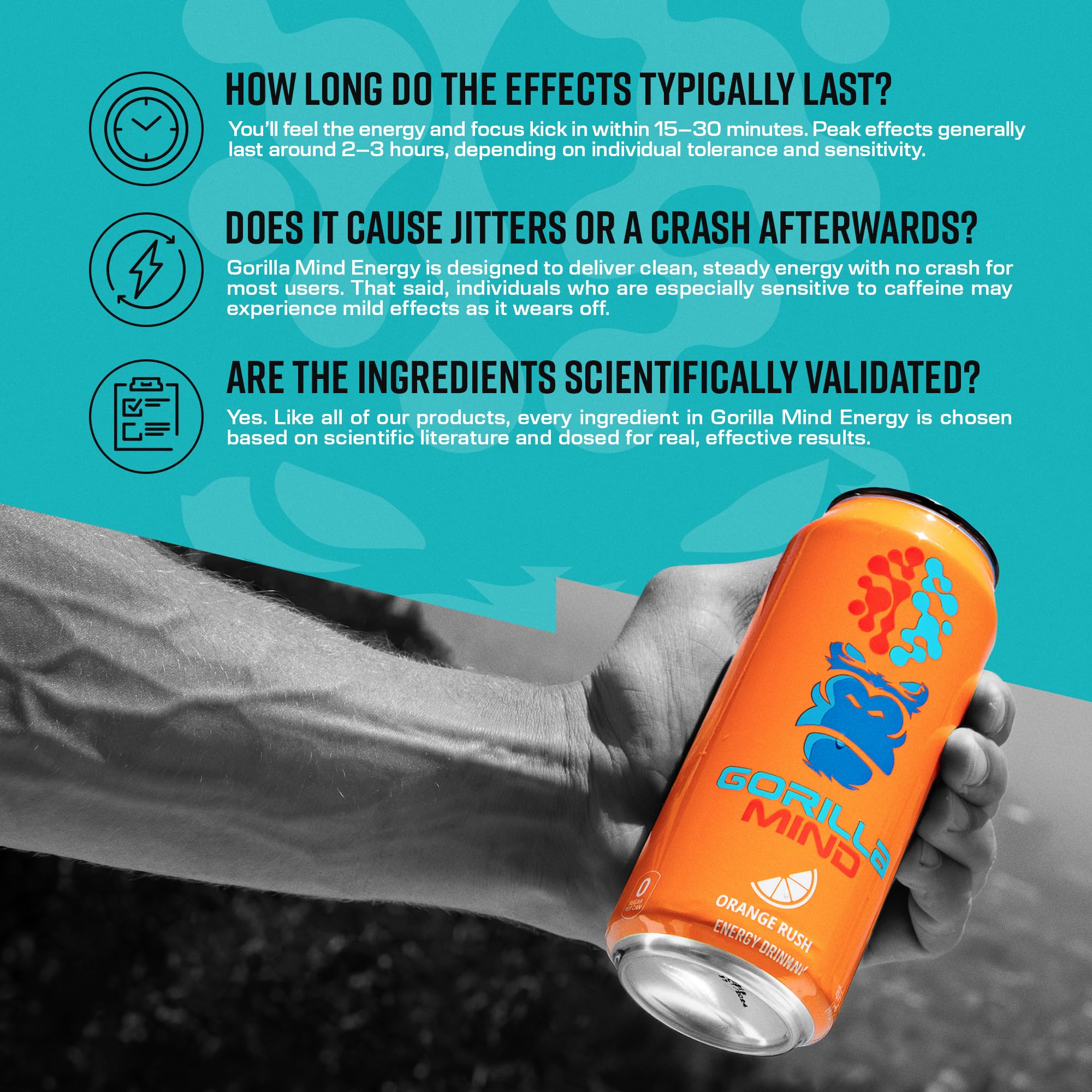 Gorilla Mind Energy Drink being poured into a glass for focus