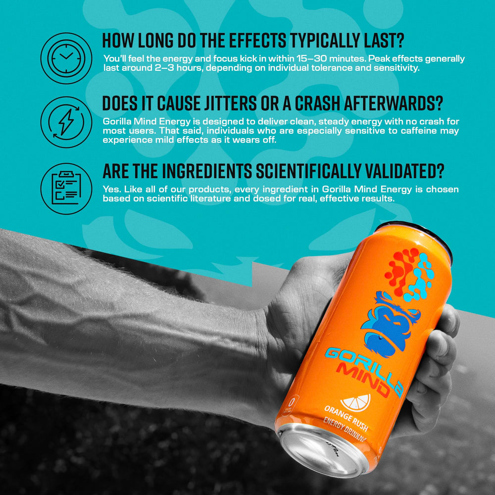 Gorilla Mind Energy Drink being poured into a glass for focus