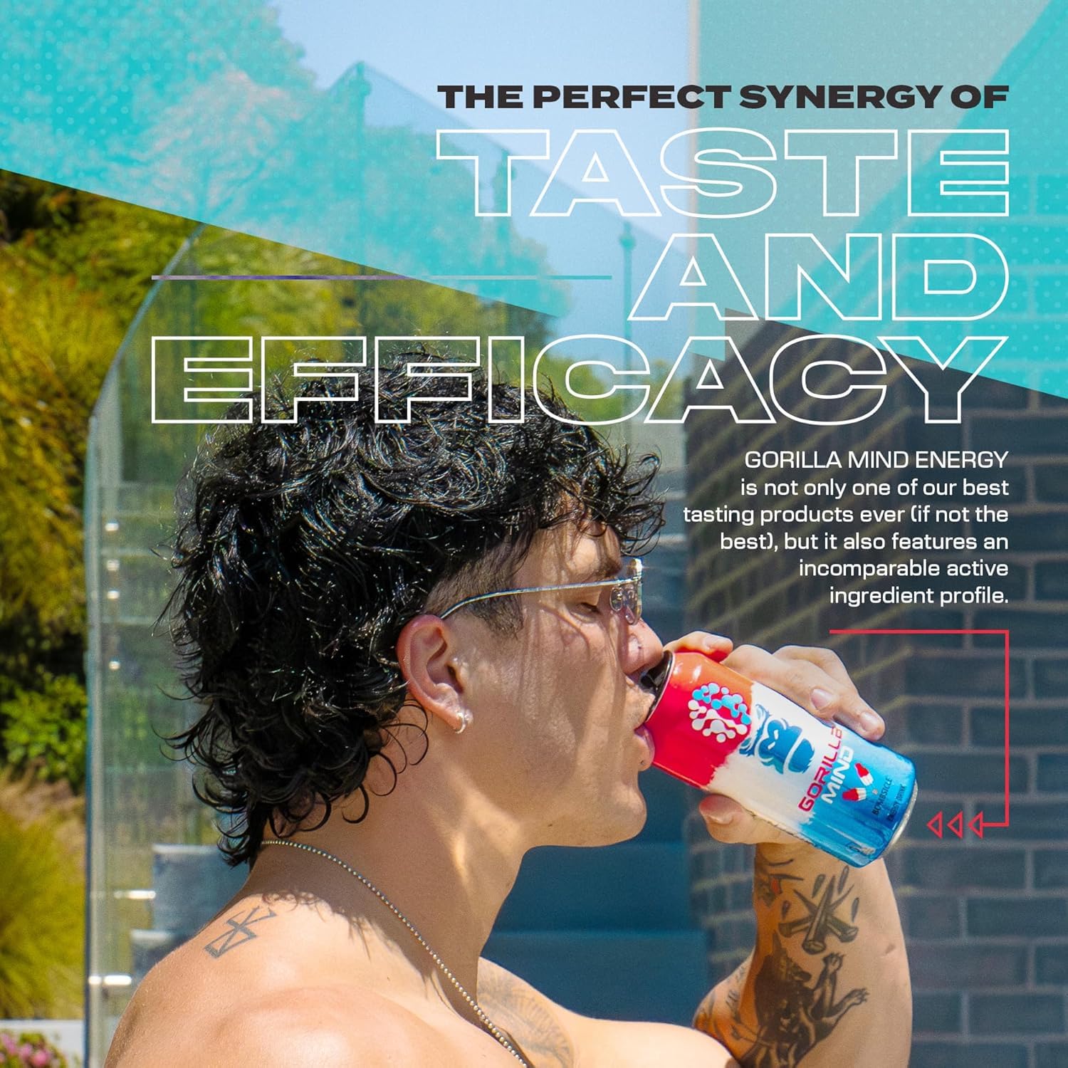 Gorilla Mind Energy Drink being poured into a glass for sustained focus