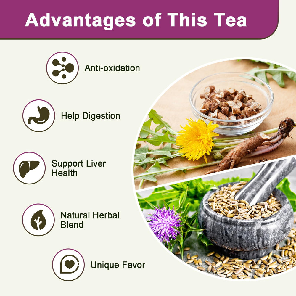 GORNVB dandelion and milk thistle tea steeping in hot water.