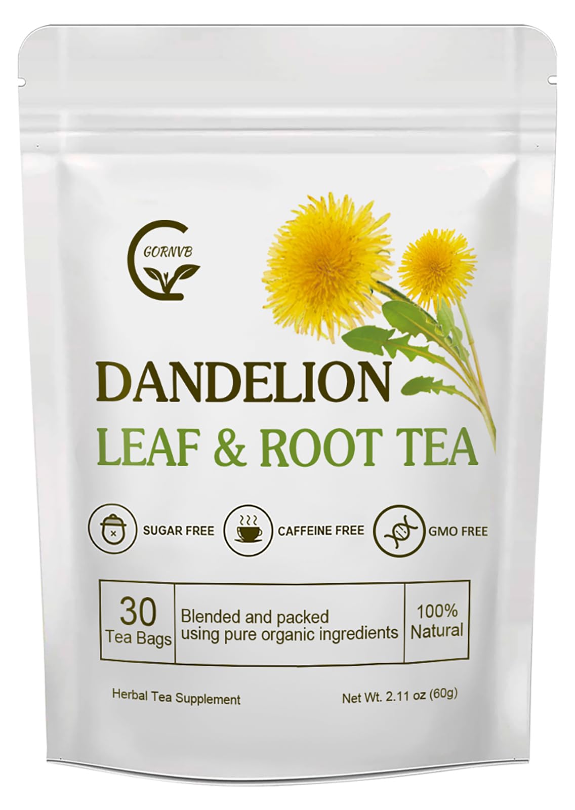GORNVB Dandelion Tea bags packaging for caffeine-free daily ritual