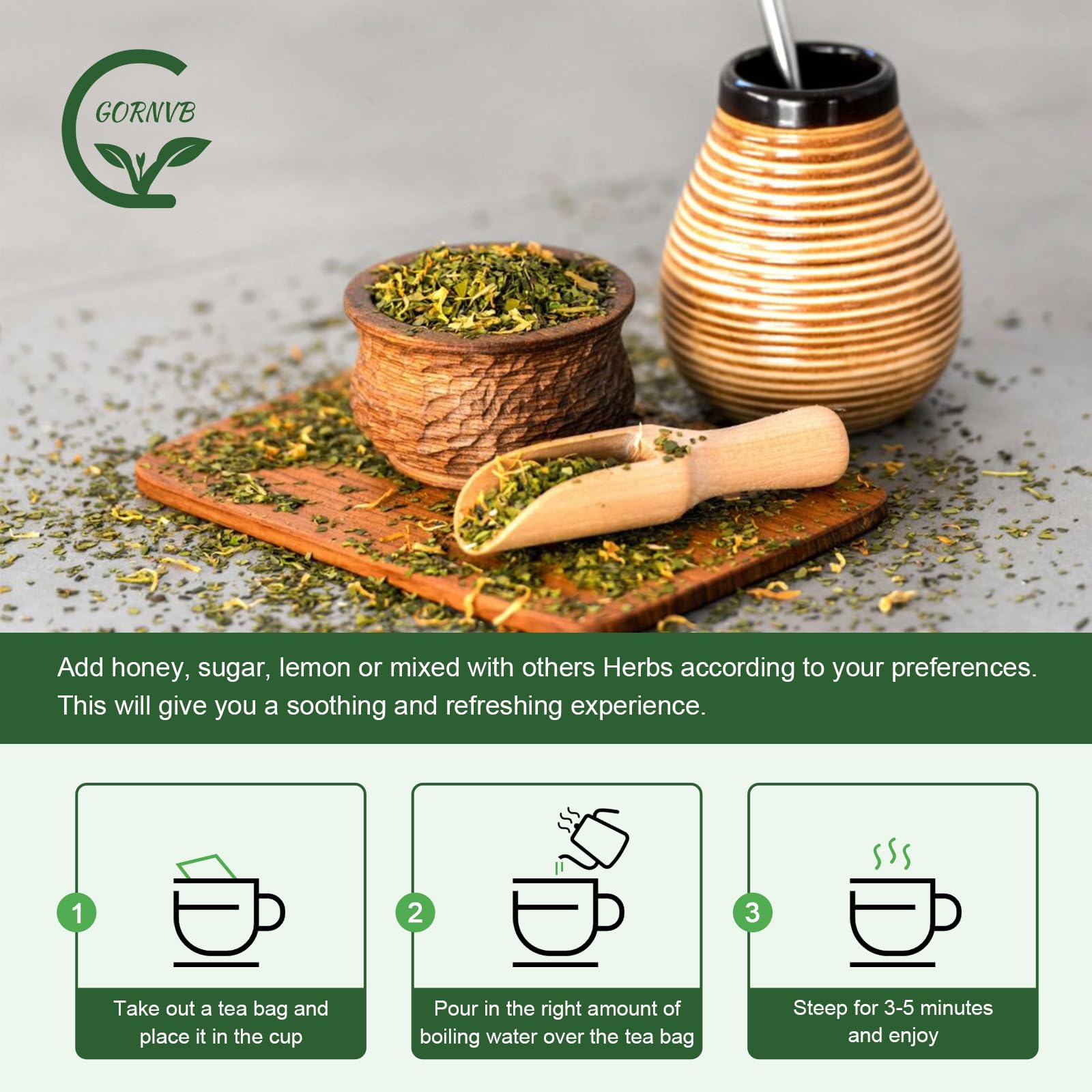 GORNVB packaging of tea bags reflects premium quality