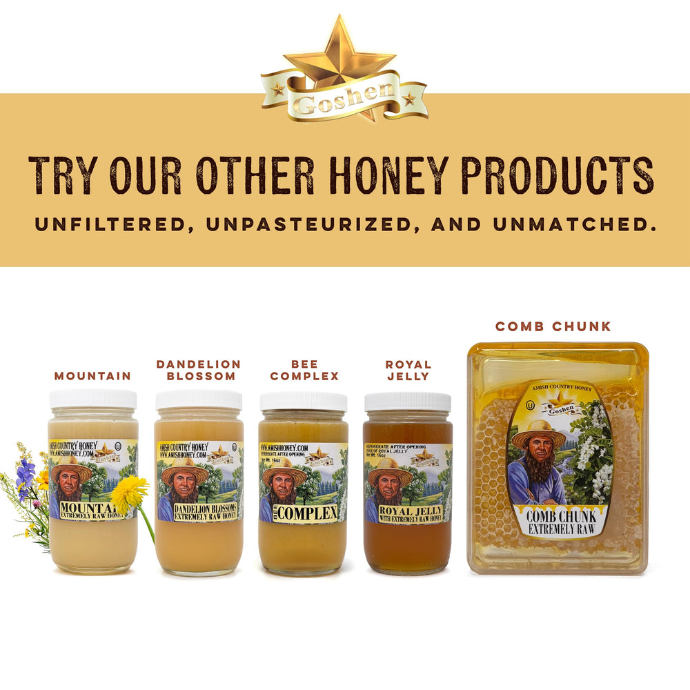 Goshen Honey Buckwheat USA-amish origin evokes artisanal craftsmanship.