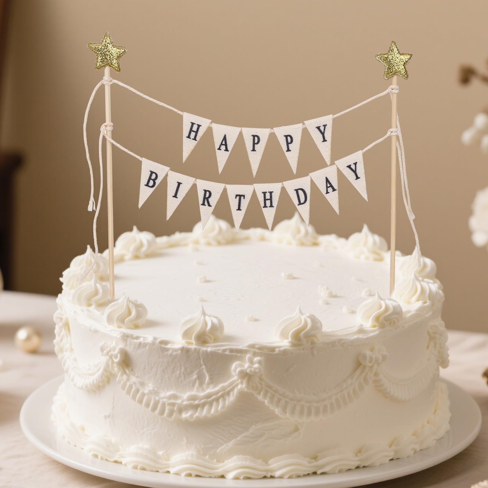 Easy insertion into cakes for quick party setup with Gosknor banner.