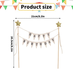 Close-up of handmade pennants and stars for stylish cake decor by Gosknor.