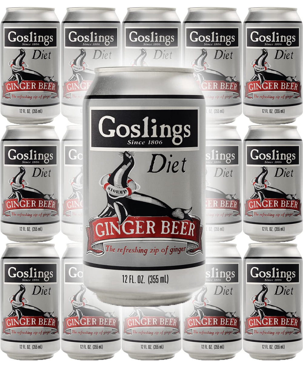 Goslings Diet Ginger Beer bottle with bright ginger flavor for cocktails.