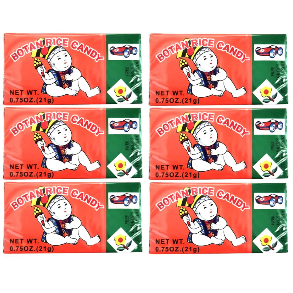 Gosu Toys Botan Rice Candy front packaging showing the six-pack display for gifting or sharing.